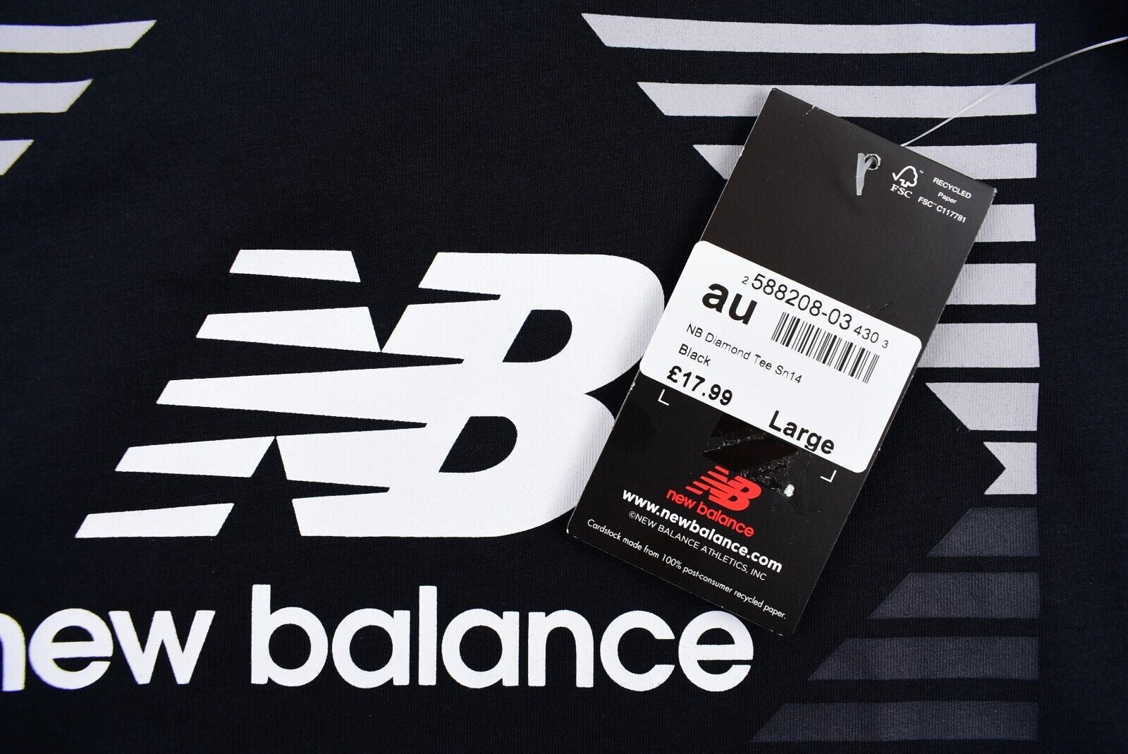 NEW BALANCE Men's Diamond Logo T-shirt, Black, size LARGE