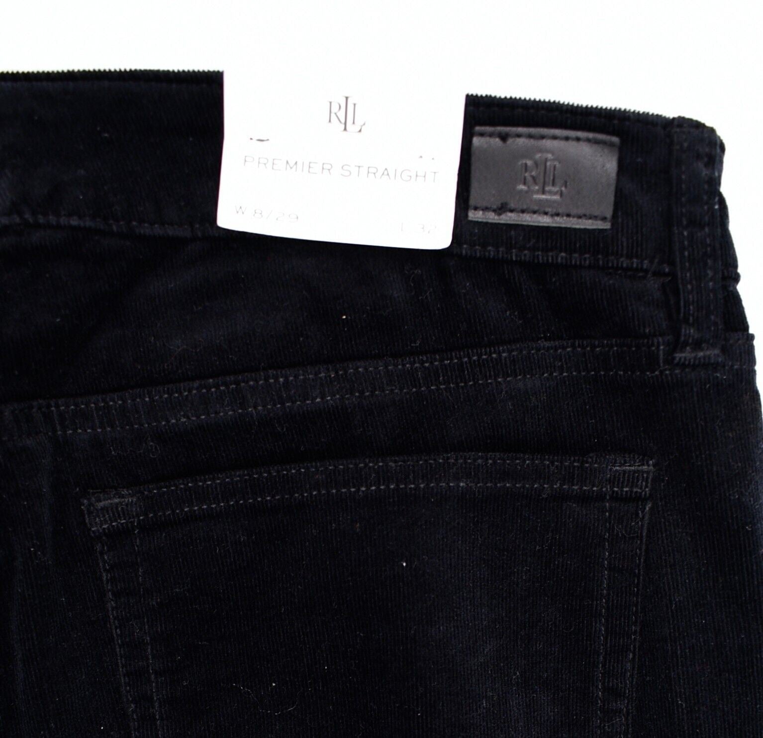 LAUREN RALPH LAUREN Women's Premier Straight Fine Corduroy Pants, Black size W29