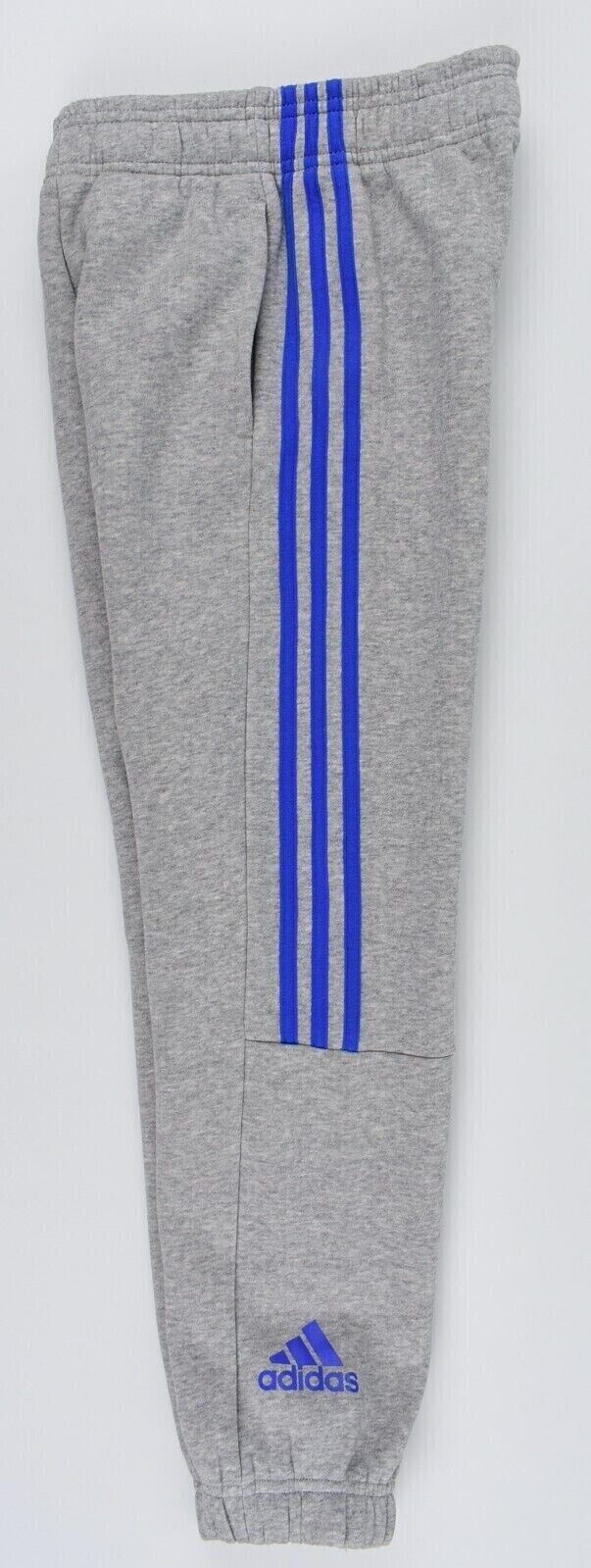 ADIDAS Boys' 3-Stripe Logo Joggers, Medium Grey/Blue, size 13 years