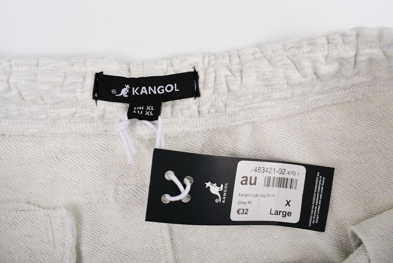 KANGOL Men's Cuffed Leg Joggers, Sweat Pants, Grey Marl, size XL