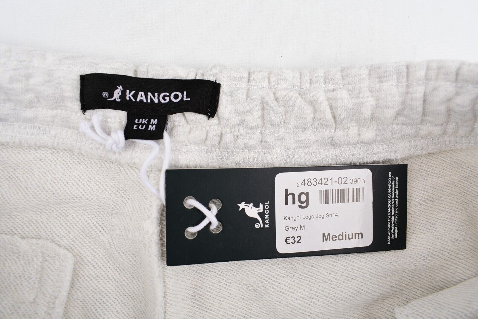 KANGOL Men's Cuffed Leg Joggers, Sweat Pants, Grey Marl, size MEDIUM