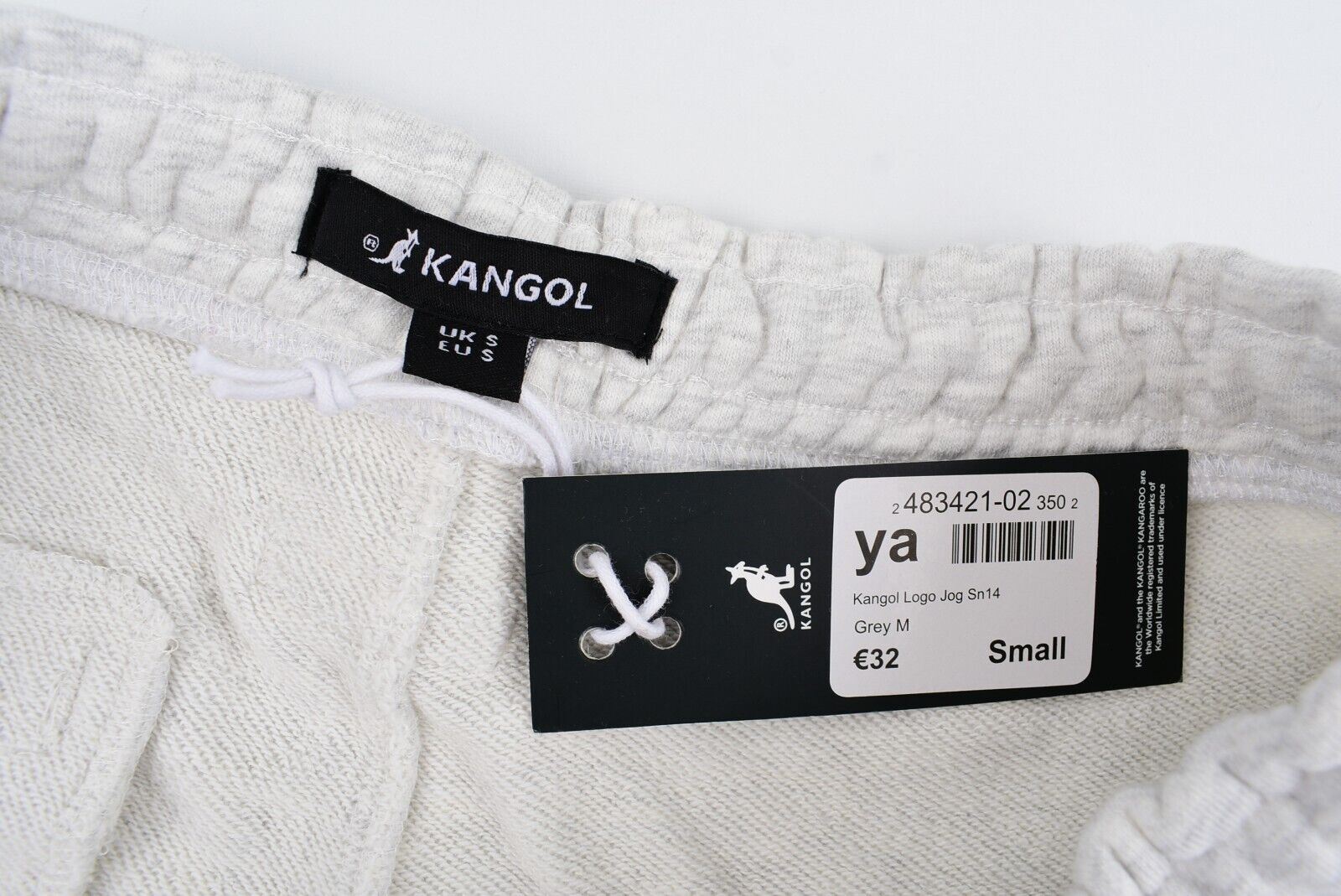 KANGOL Men's Cuffed Leg Joggers, Sweat Pants, Grey Marl, size SMALL