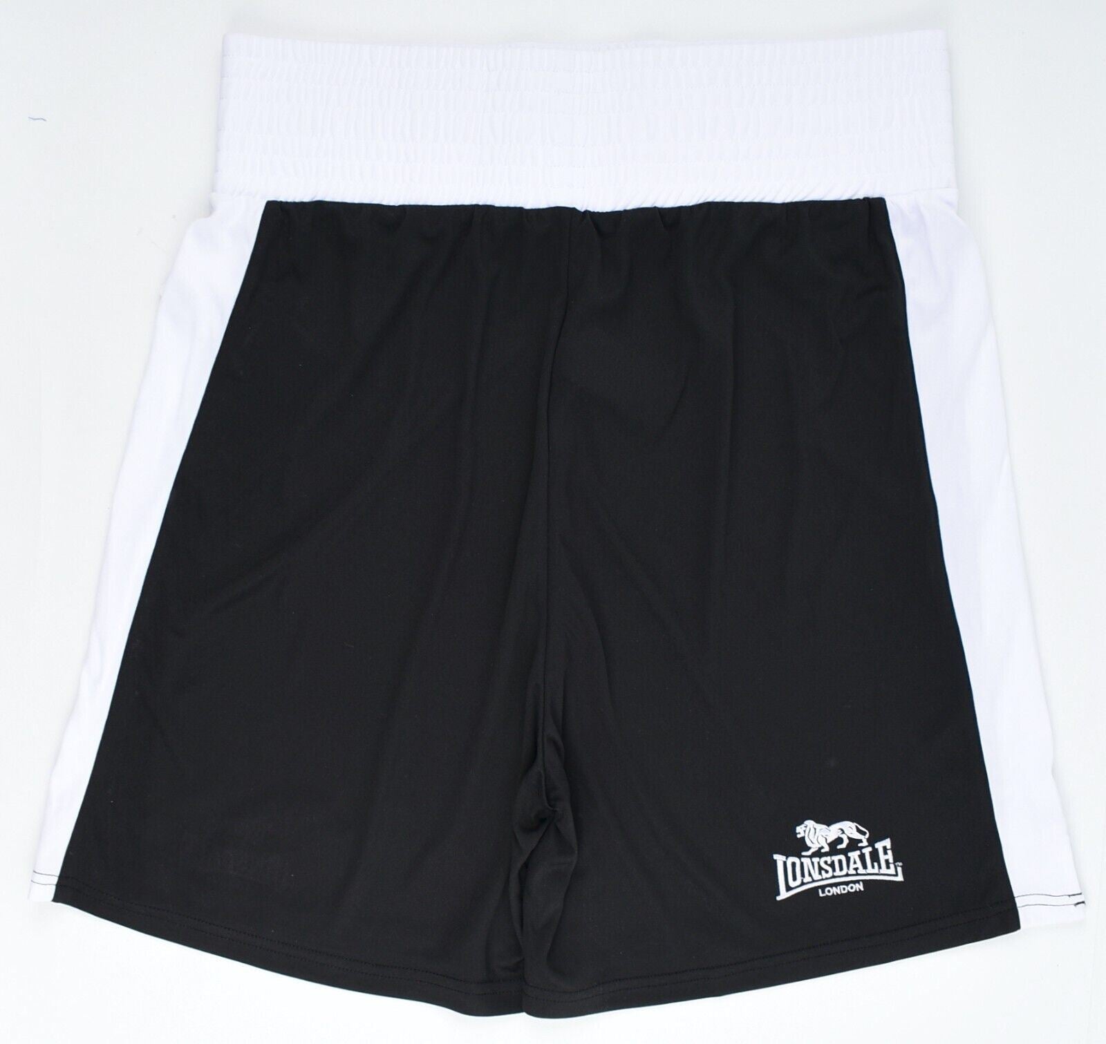 LONSDALE Men's Performance Boxing Shorts, Black/White, size LARGE