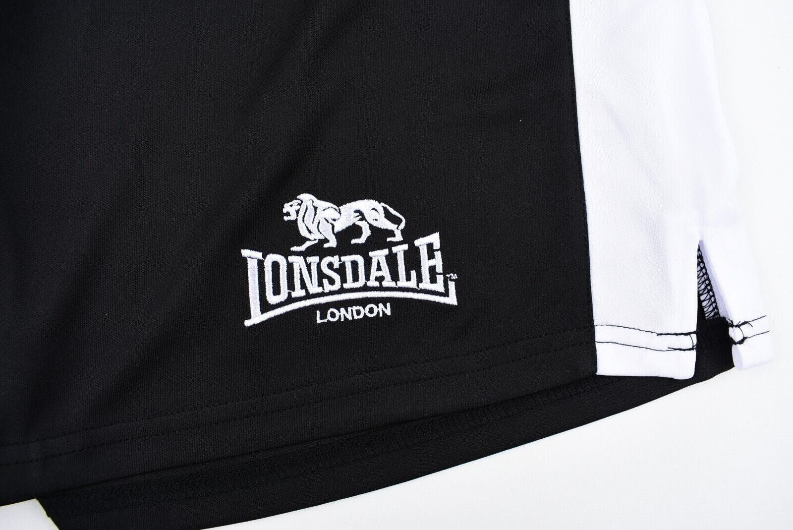 LONSDALE Men's Performance Boxing Shorts, Black/White, size LARGE