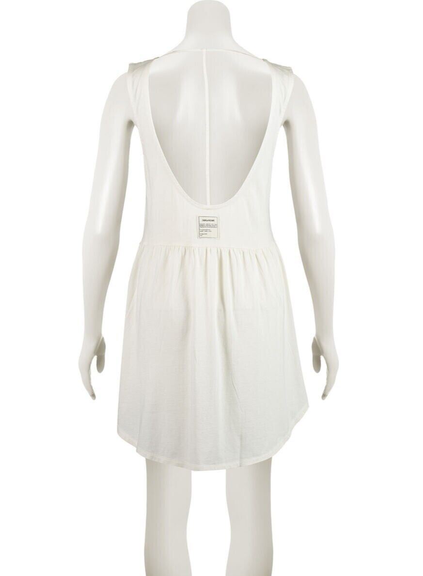 ZADIG VOLTAIRE Women's GISELLE Cotton Jersey Mini Dress, Cream, size LARGE