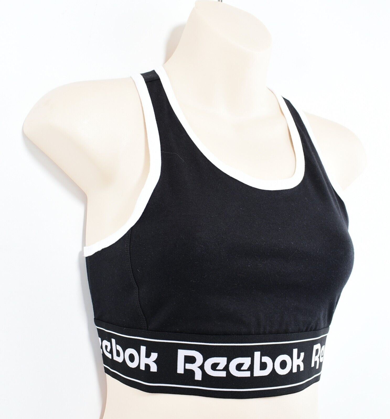 REEBOK Women's Linear Logo Sports Bra, Low Support, Black, size S (UK 8-10)