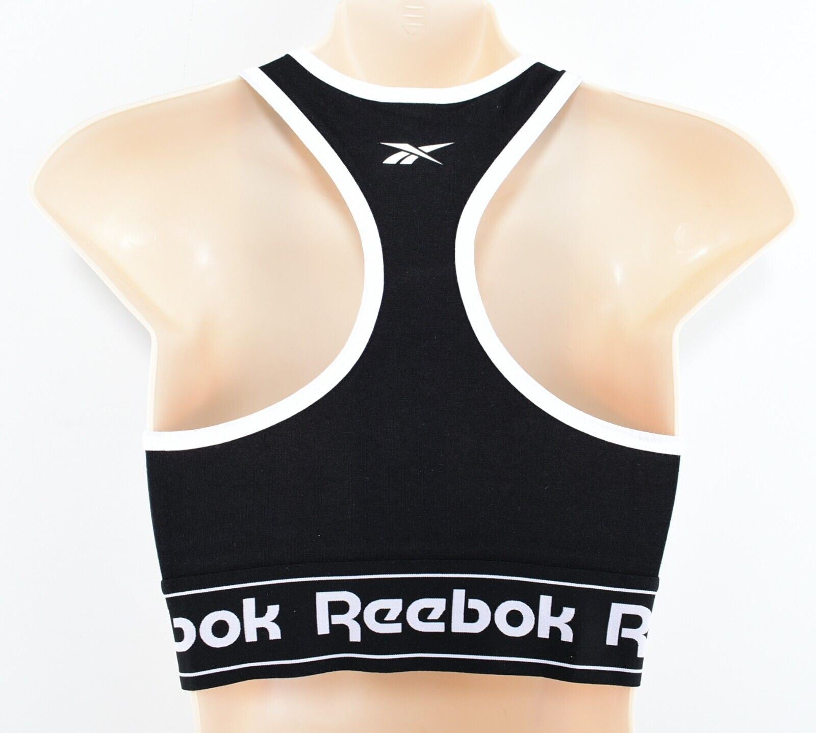 REEBOK Women's Linear Logo Sports Bra, Low Support, Black, size S (UK 8-10)