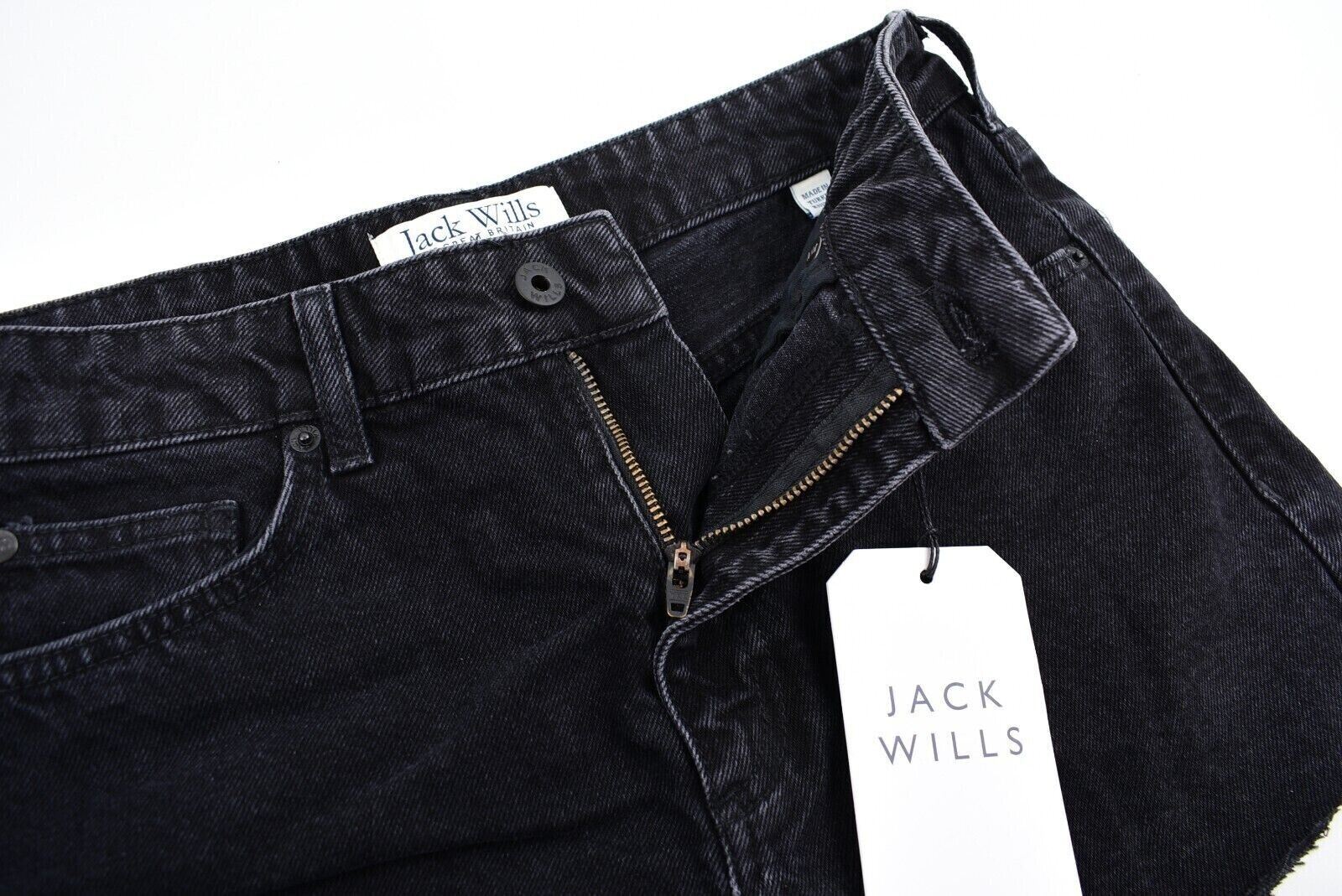 JACK WILLS Women's FINCHLEY Denim Hot Pants Shorts, Black, size L /UK 14