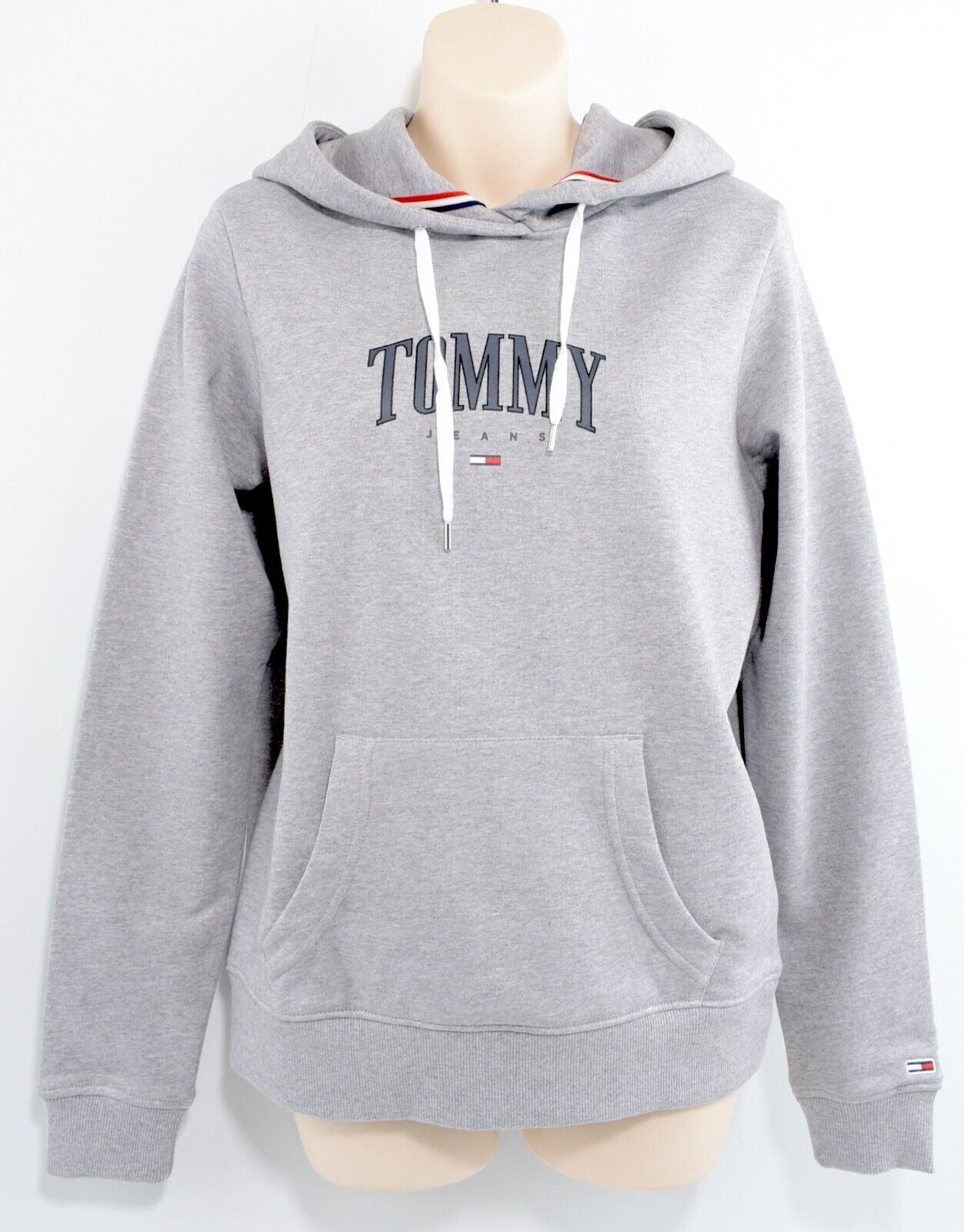 TOMMY HILFIGER Women's Logo Hoodie, Hooded Sweatshirt, Grey Heather, size XS