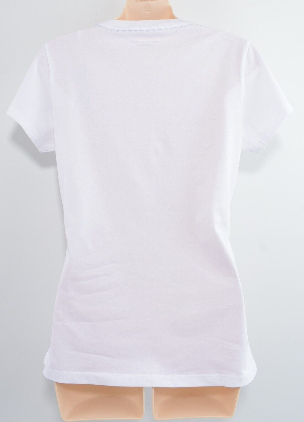 TOMMY HILFIGER Women's ORGANIC COTTON Logo T-shirt, White, size S (UK 10)