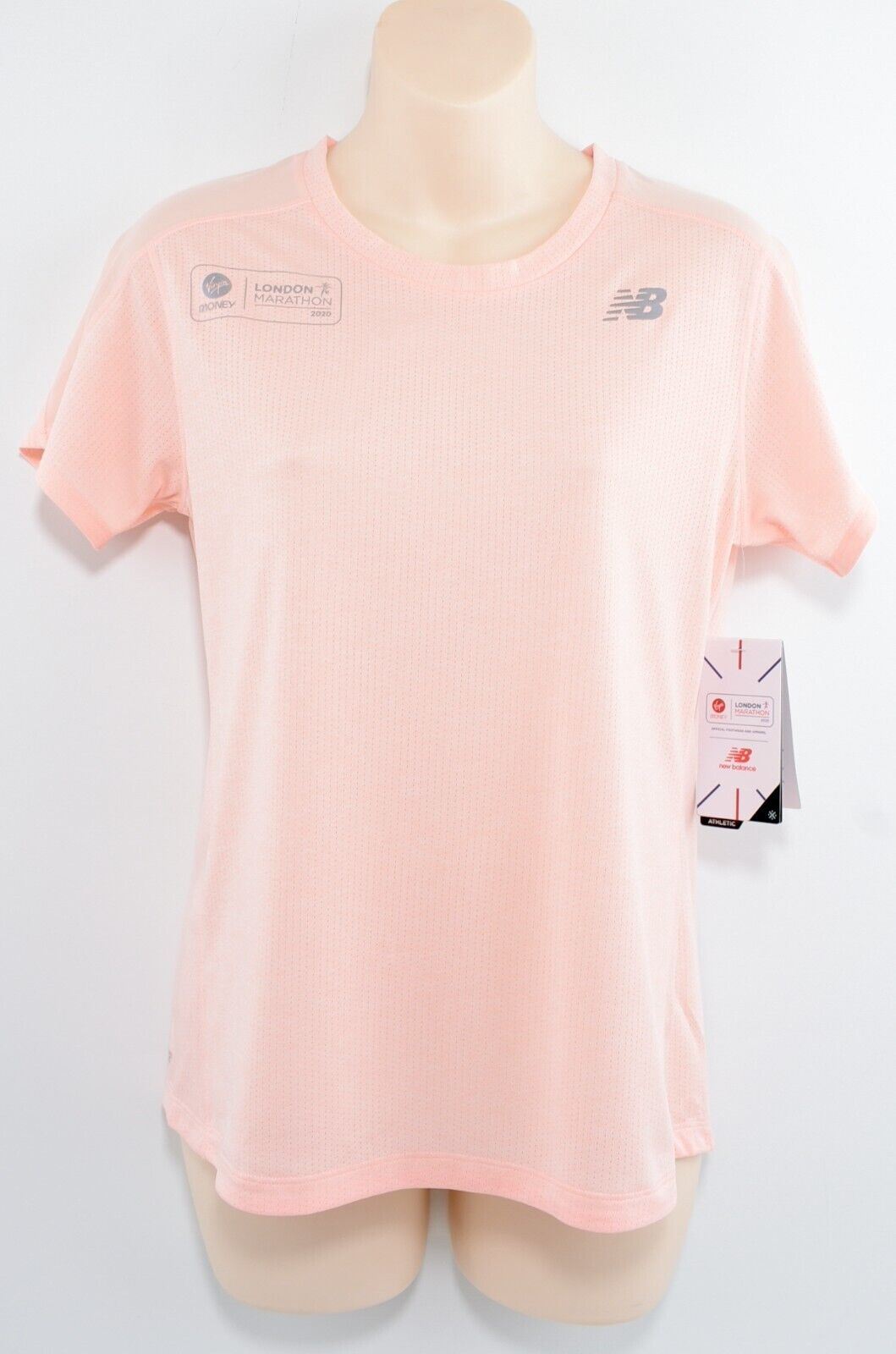 NEW BALANCE Women's LONDON MARATHON Impact Run T-shirt, Light Rose Pink, size S