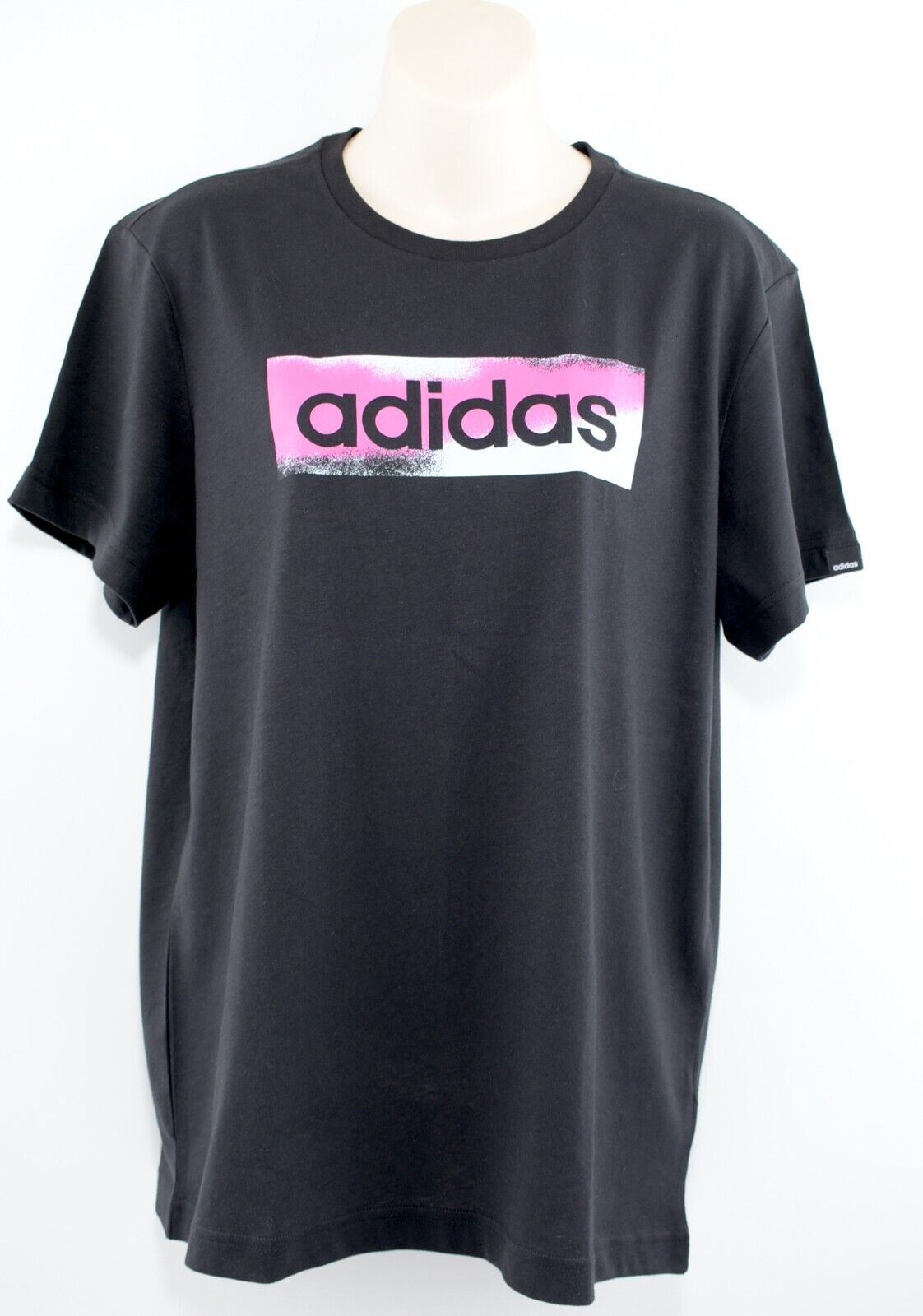 ADIDAS Women's Crew Neck Spray Logo Tee, Black, size S (UK 8-10)