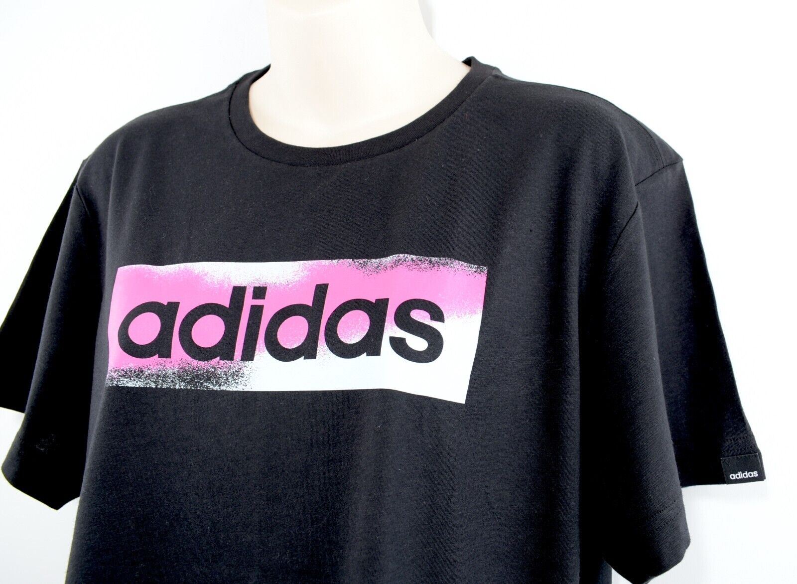 ADIDAS Women's Crew Neck Spray Logo Tee, Black, size S (UK 8-10)