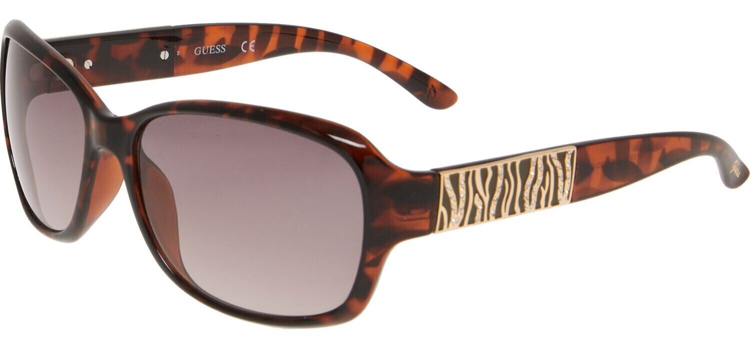 GUESS Women's Brown Tortoise Frame Sunglasses, Embellished Arms, GF0395