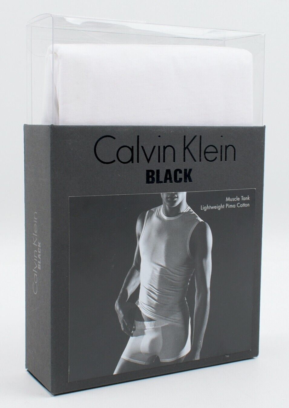 CALVIN KLEIN BLACK Men's Pima Cotton Muscle Tank Top, White, size M - BOXED