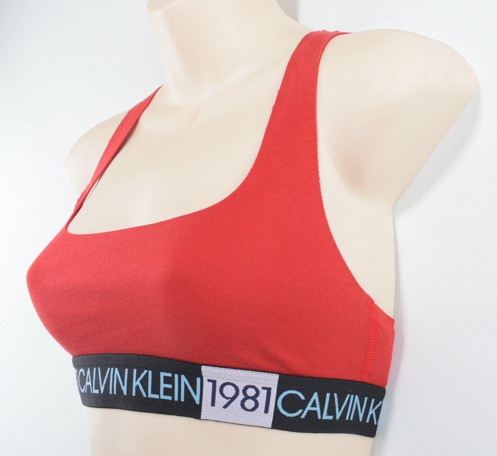 CALVIN KLEIN 1981 Womens BOLD Bralette, Red, size S / UK 10