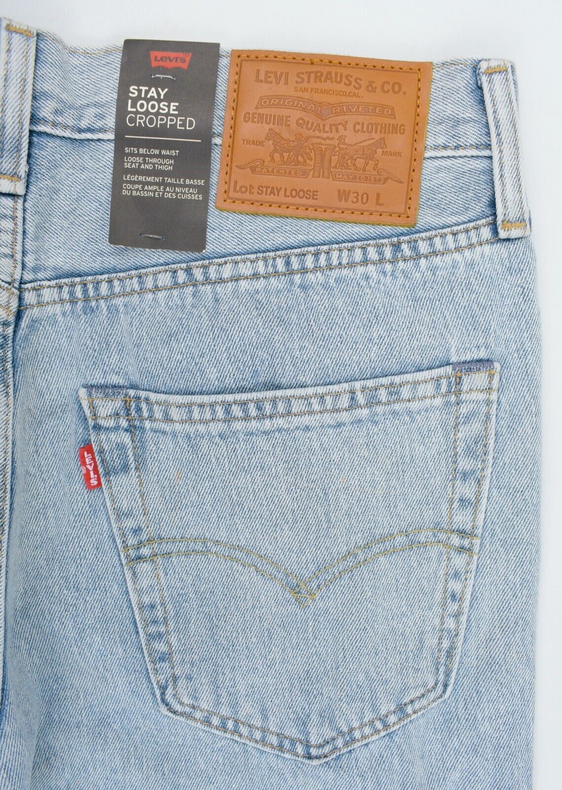 LEVI'S Mens Stay Loose Taper Cropped Baggy Jeans, Blue, size W30 R