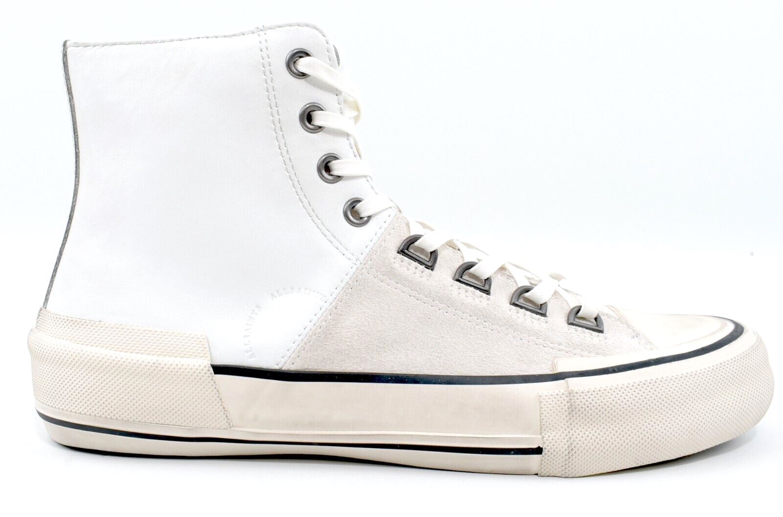 ALLSAINTS Men's WAYLON Genuine Leather High Top Sneakers, White/Ivory size UK 10