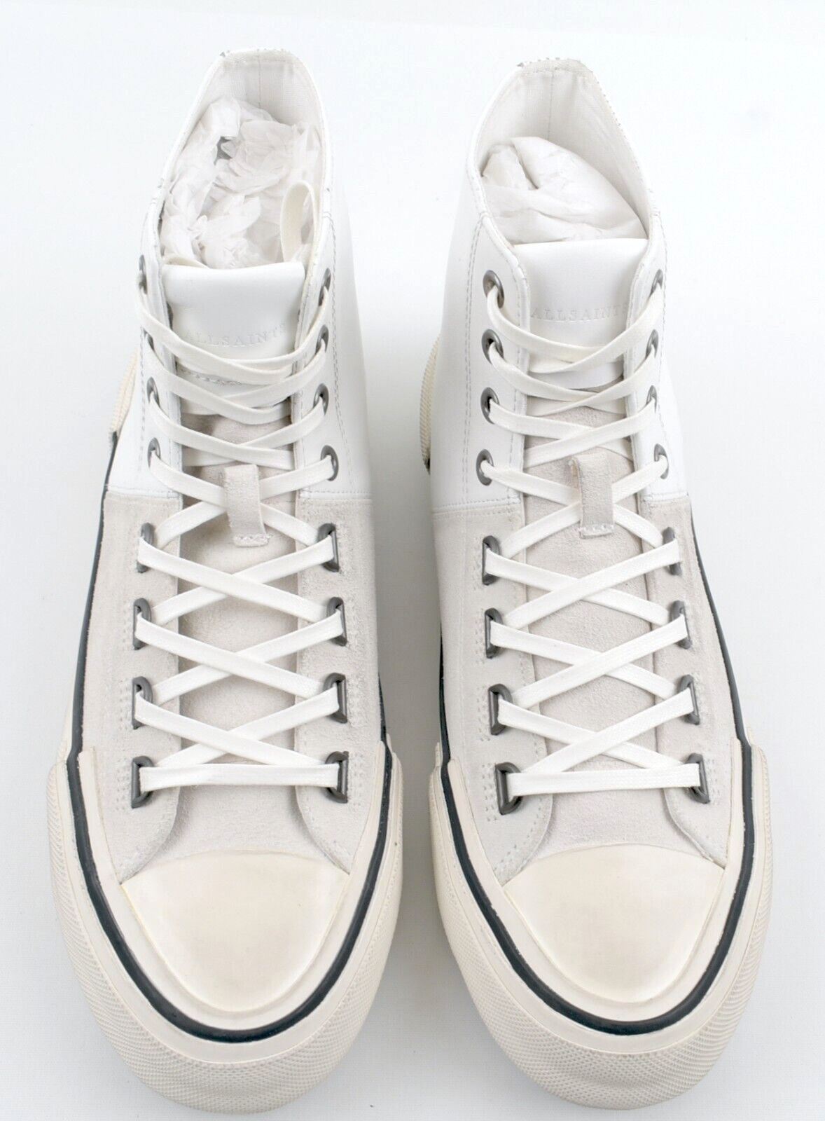 ALLSAINTS Men's WAYLON Genuine Leather High Top Sneakers, White/Ivory size UK 10