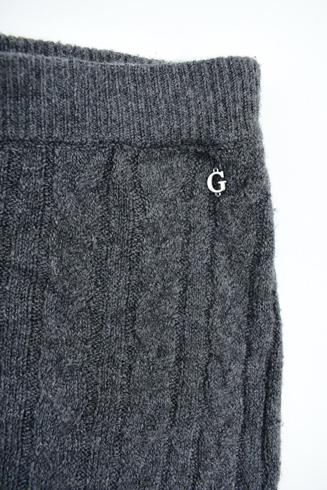 GUESS Womens TAMARA Cable Knit Trousers Pants, Charcoal Grey, size S /UK 8