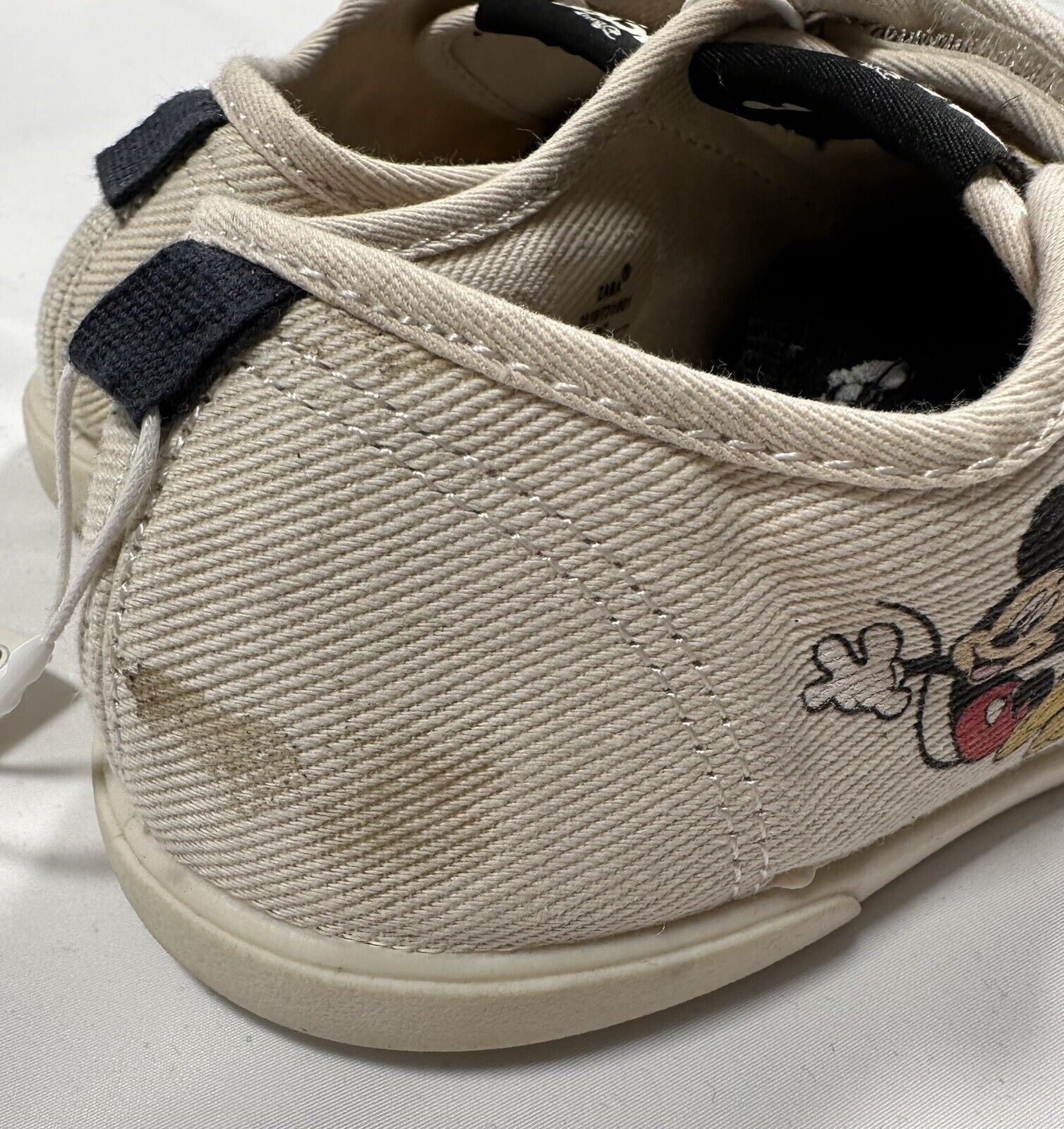 Zara Mickey Mouse Disney Kids Cream Trainers Shoes Size UK 1.5 Junior