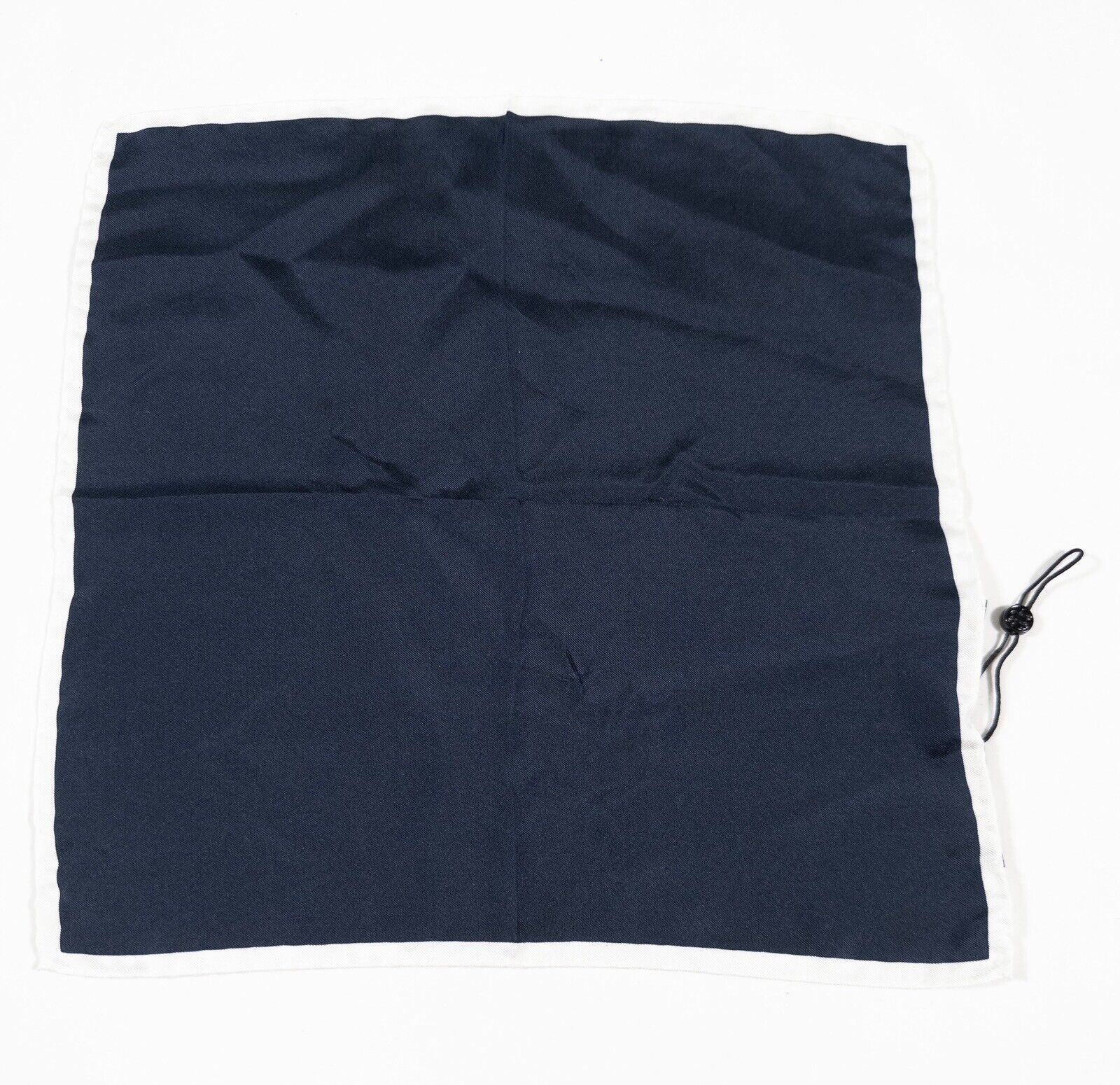 MASSIMO DUTTI Men's Navy and White Silk Pocket Square Size- UK 33cm x 33cm