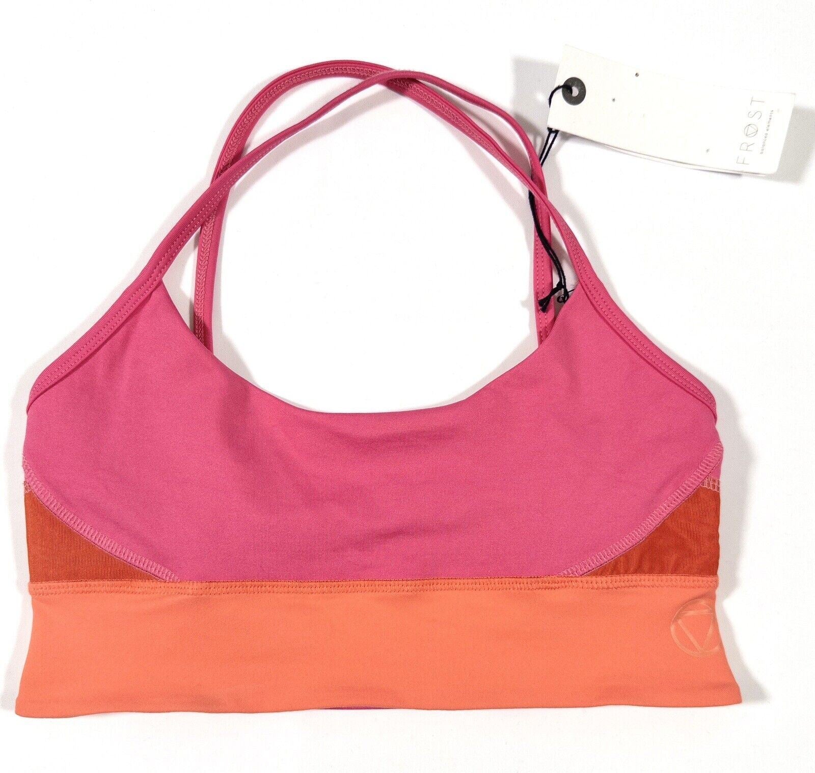 FROST I am love Chakra Bra Bralette Sports Bra Women's Size S Pink and Coral