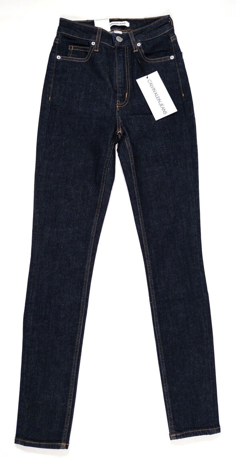CALVIN KLEIN Women's Dark Blue Jeans High Rise Skinny Size UK W25 L30