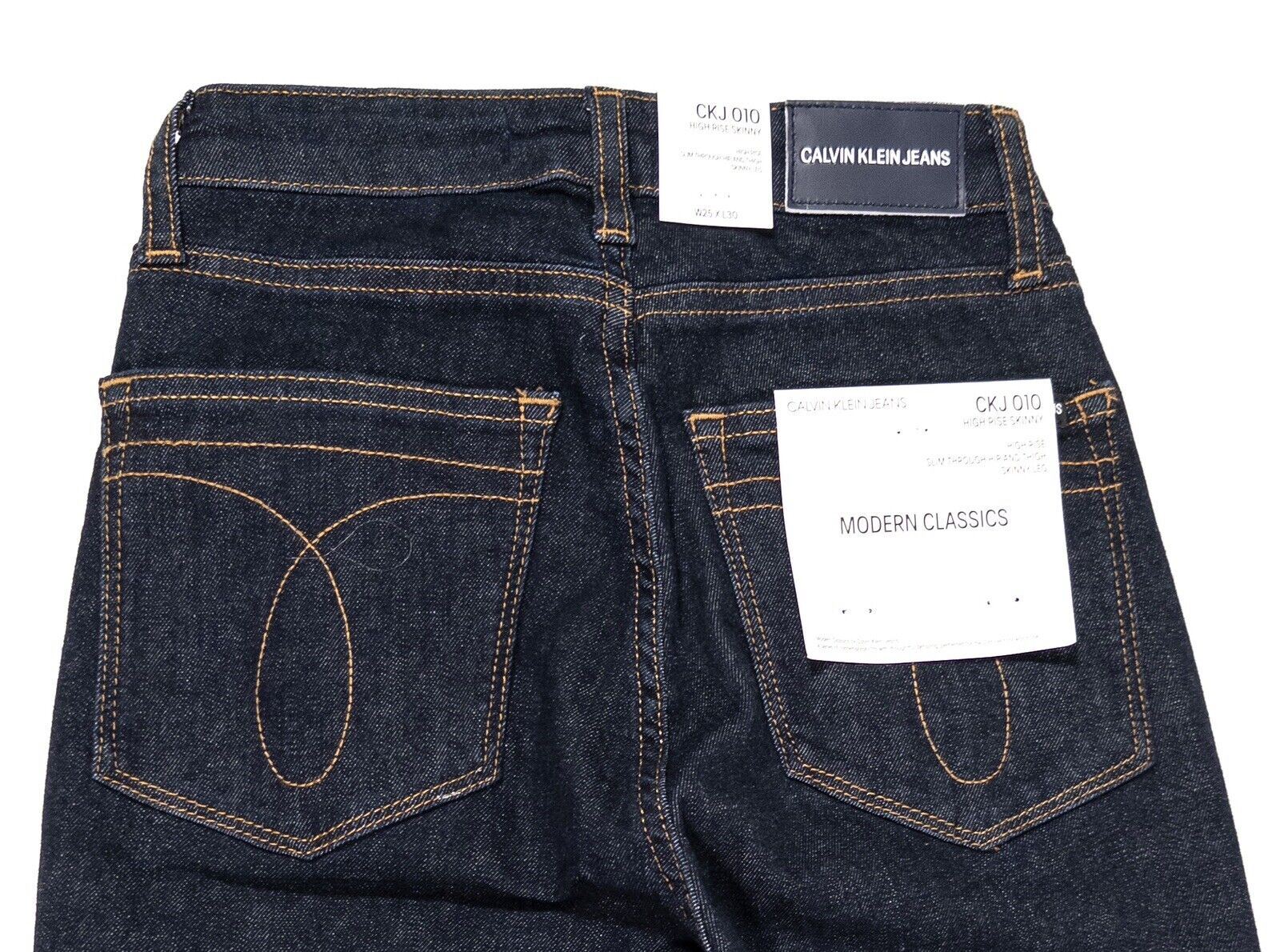 CALVIN KLEIN Women's Dark Blue Jeans High Rise Skinny Size UK W25 L30