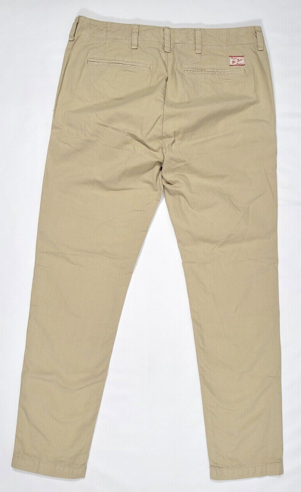 SUPERDRY Men's Sand Pale Khaki Chinos Slim Size UK W32 L32