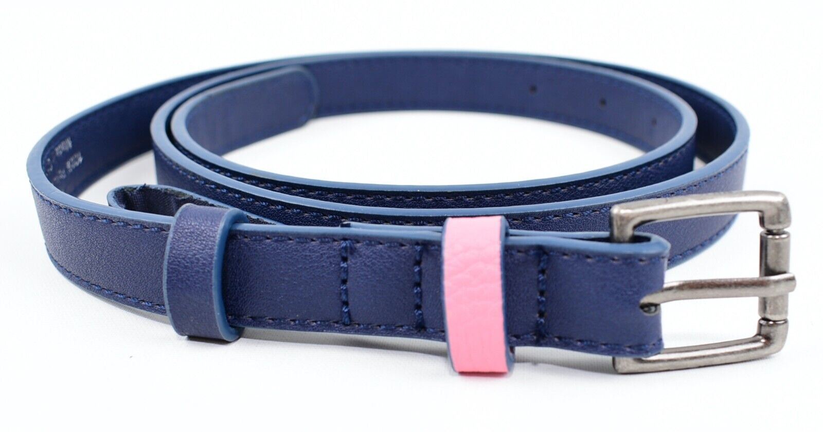 JACK WILLS Womens FENCHURCH Skinny Belt, Faux Leather, Navy Blue, size M-L