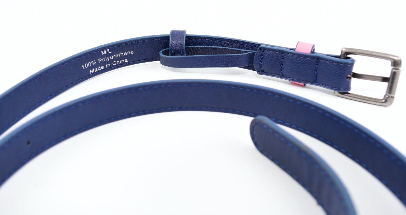 JACK WILLS Womens FENCHURCH Skinny Belt, Faux Leather, Navy Blue, size M-L