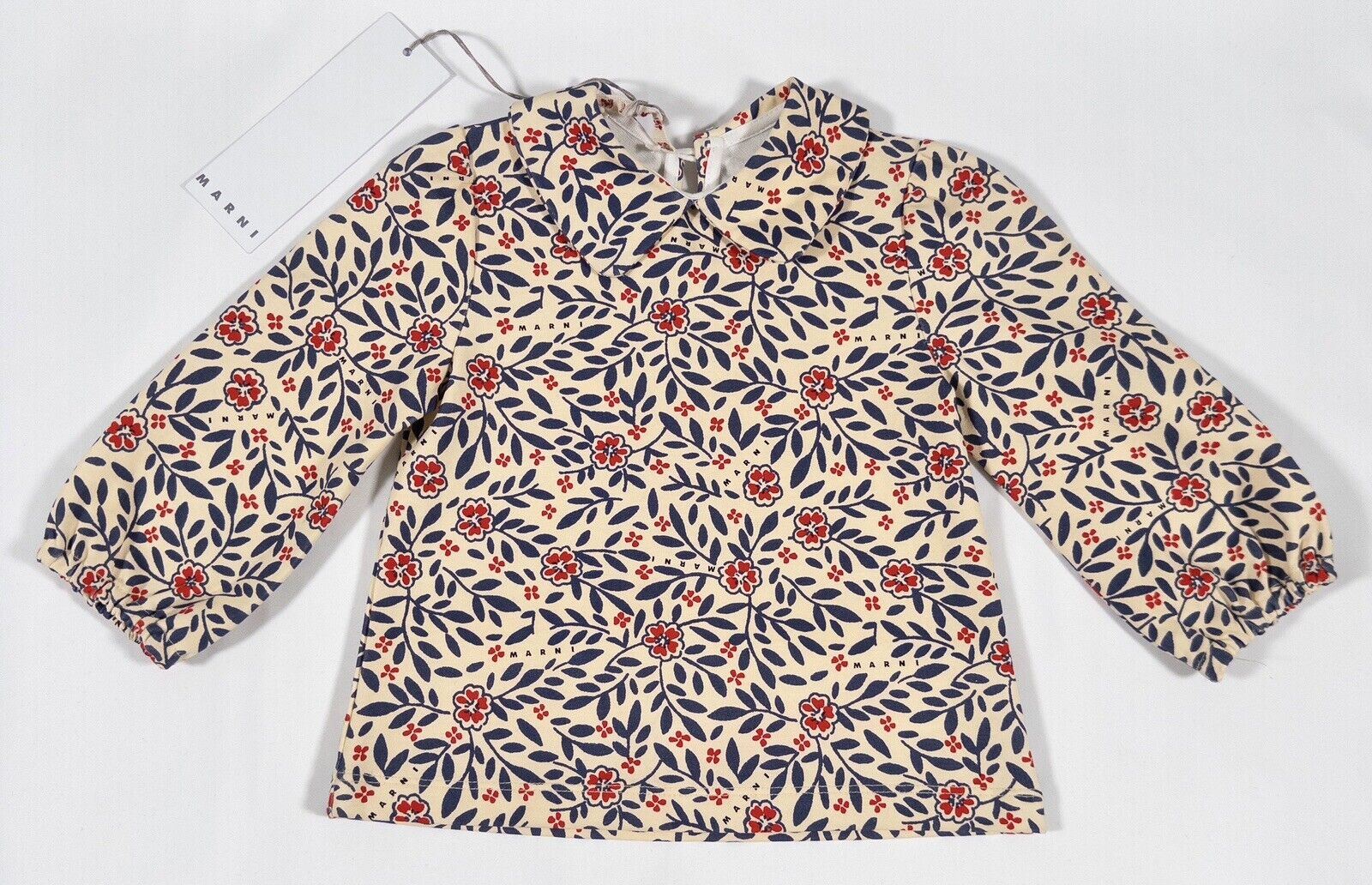 MARNI Kids Baby Girls Floral Top Blouse Blue Red Cream Collar Size UK 12 Months