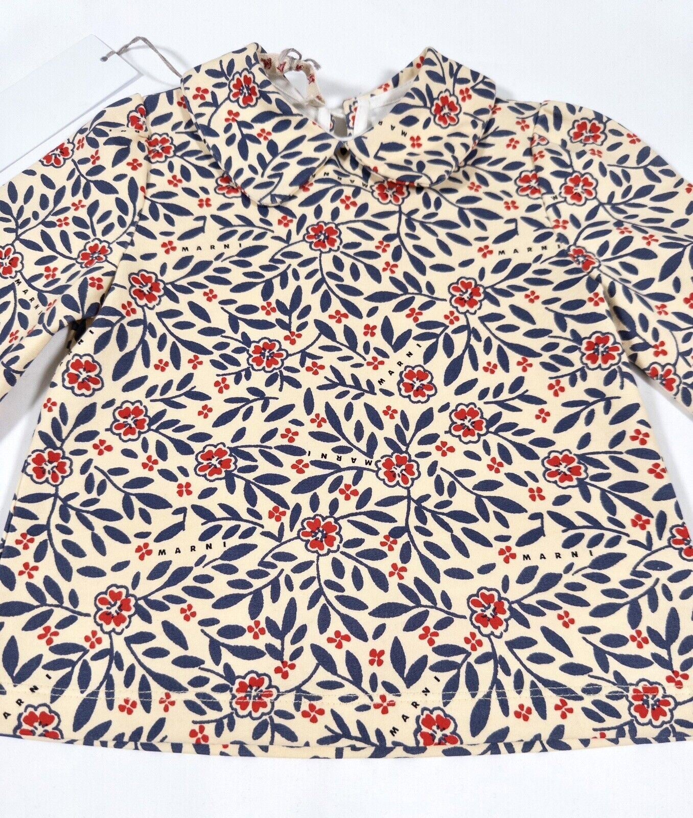 MARNI Kids Baby Girls Floral Top Blouse Blue Red Cream Collar Size UK 12 Months