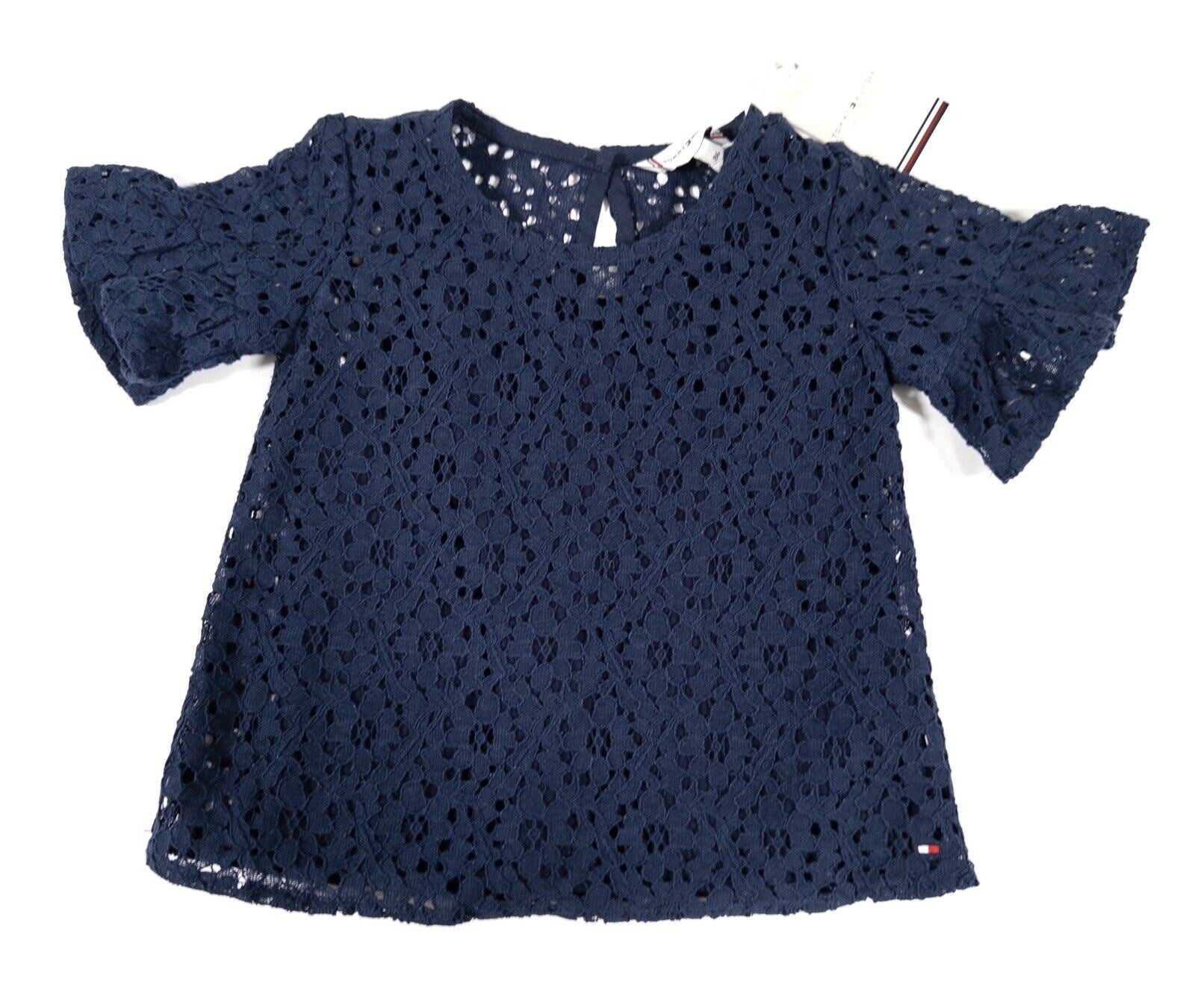 TOMMY HILFIGER Kids Baby Girls Lace Top Navy Blue Size UK 18 Months