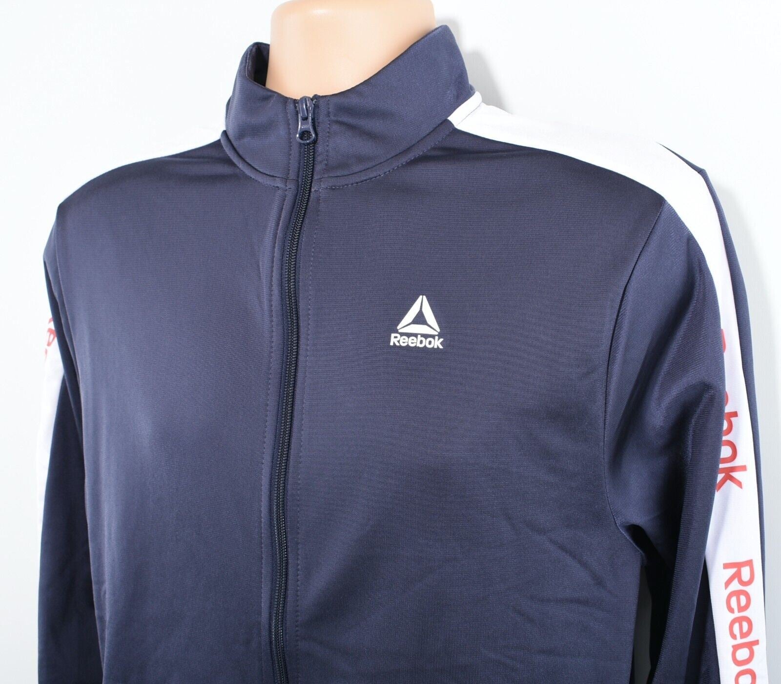 REEBOK Mens Zip Up Track Jacket, Track Top, Heritage Navy, size SMALL