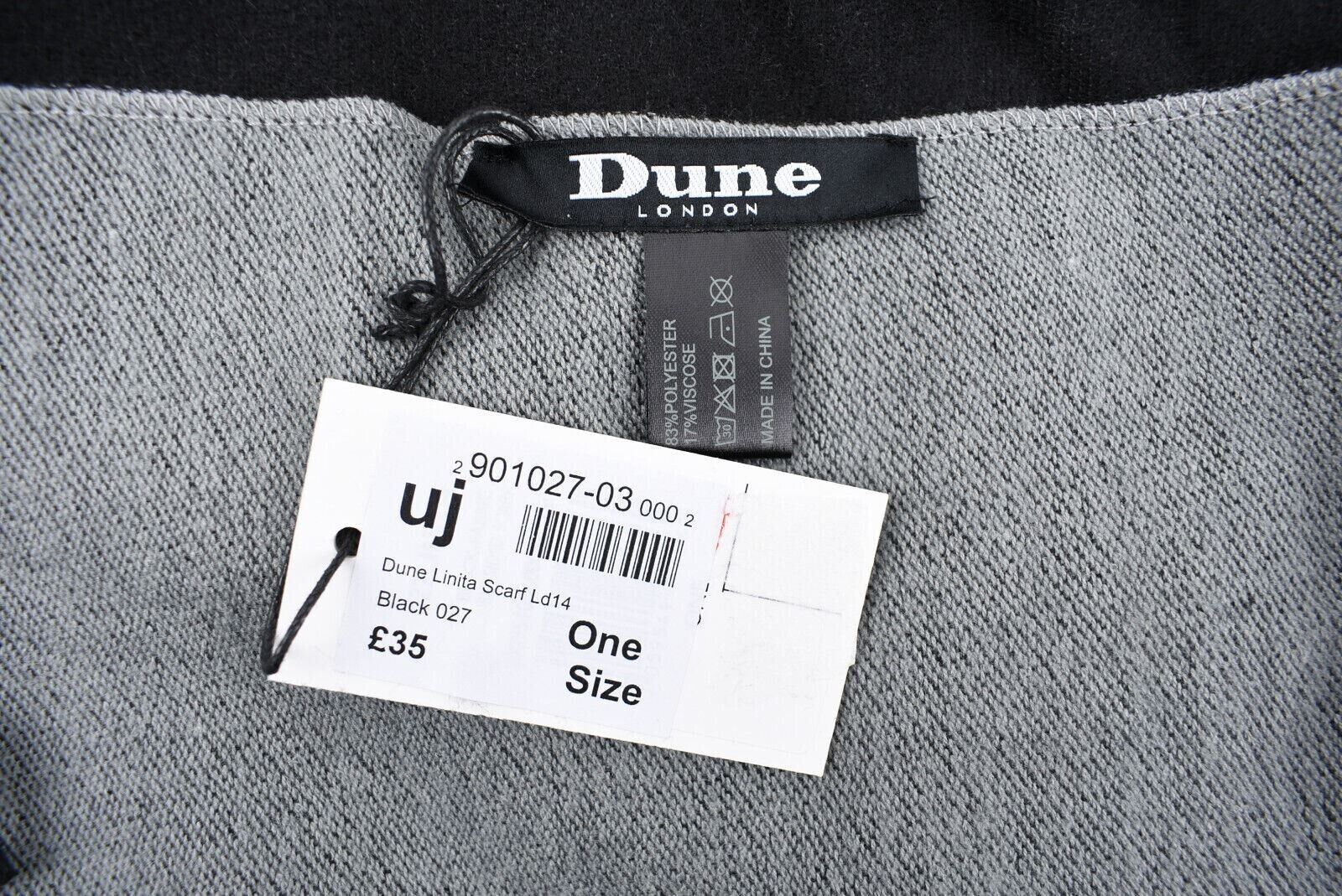 DUNE Womens LINITA Double Sided Scarf, Black/Grey, 140cm x 90cm