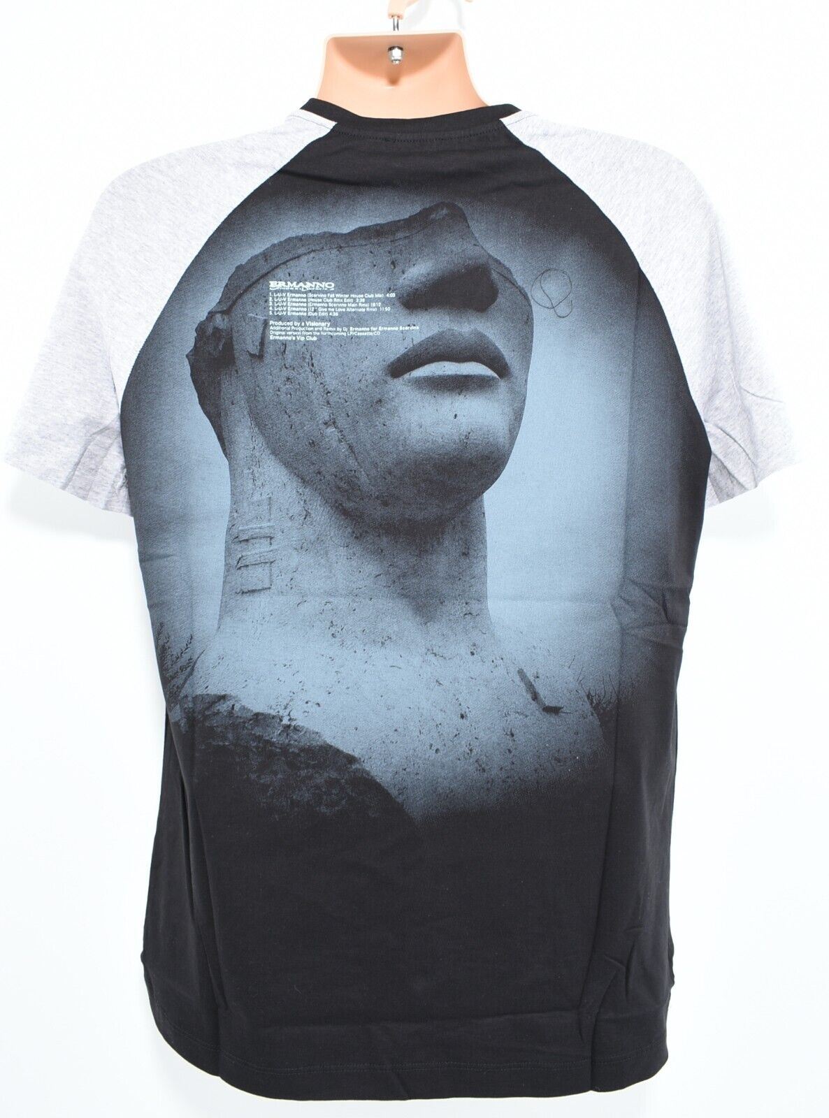 ERMANNO SCERVINO Mens T-shirt Top, Graphic Print at The Back, Black/Grey, size L