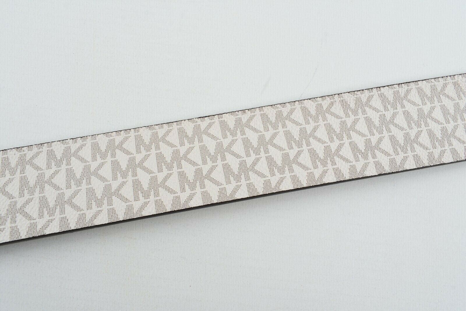 MICHAEL KORS Womens Faux Leather Monogram Belt, Vanilla, 1.5" wide, size M