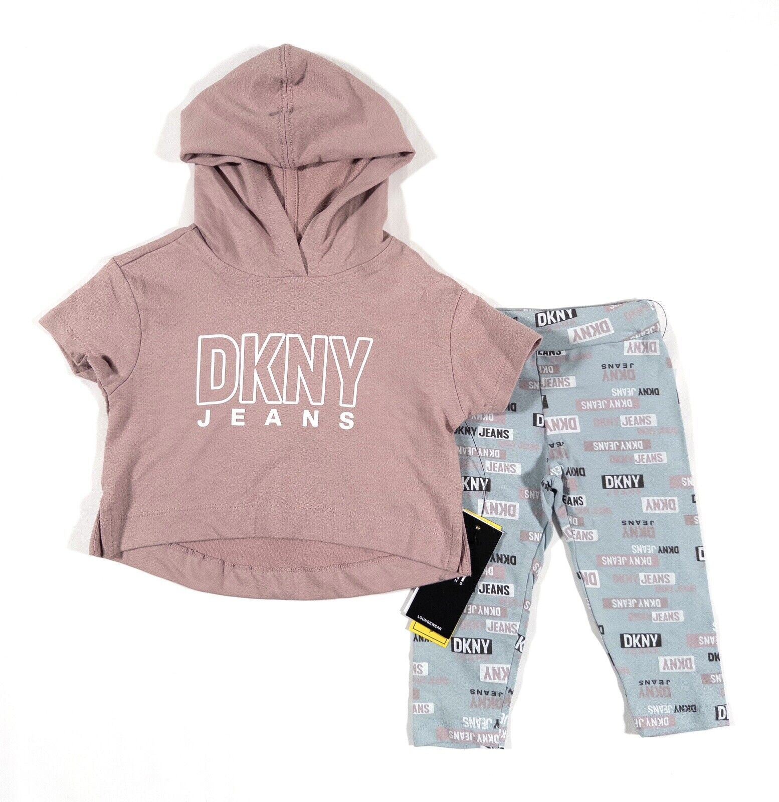 DKNY Infant Girls Hooded Top Trousers Leggings Pink Blue Size UK 18 Months