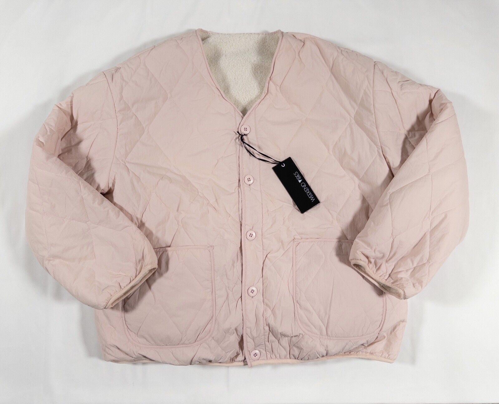 WEEKEND VIBES Women's Pink Reversible Jacket Quilted/Teddy Fleece Size UK 16