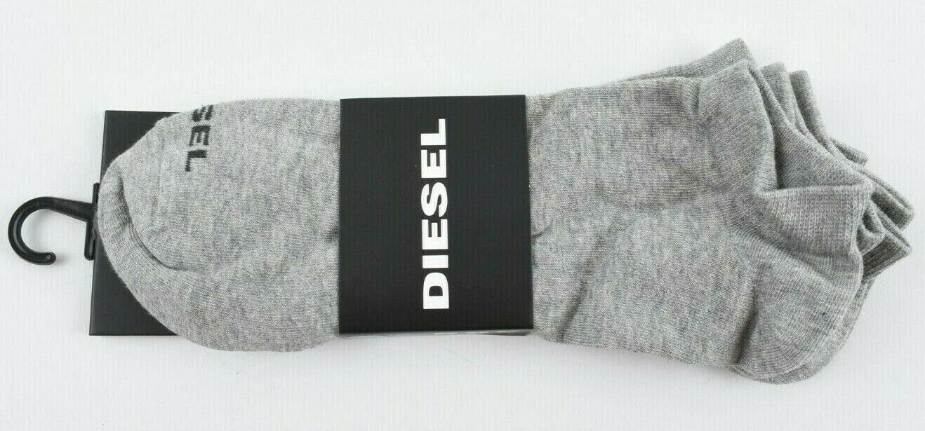 DIESEL Mens 3-pack Low Cut Trainer Socks, Grey, size UK 8.5-11