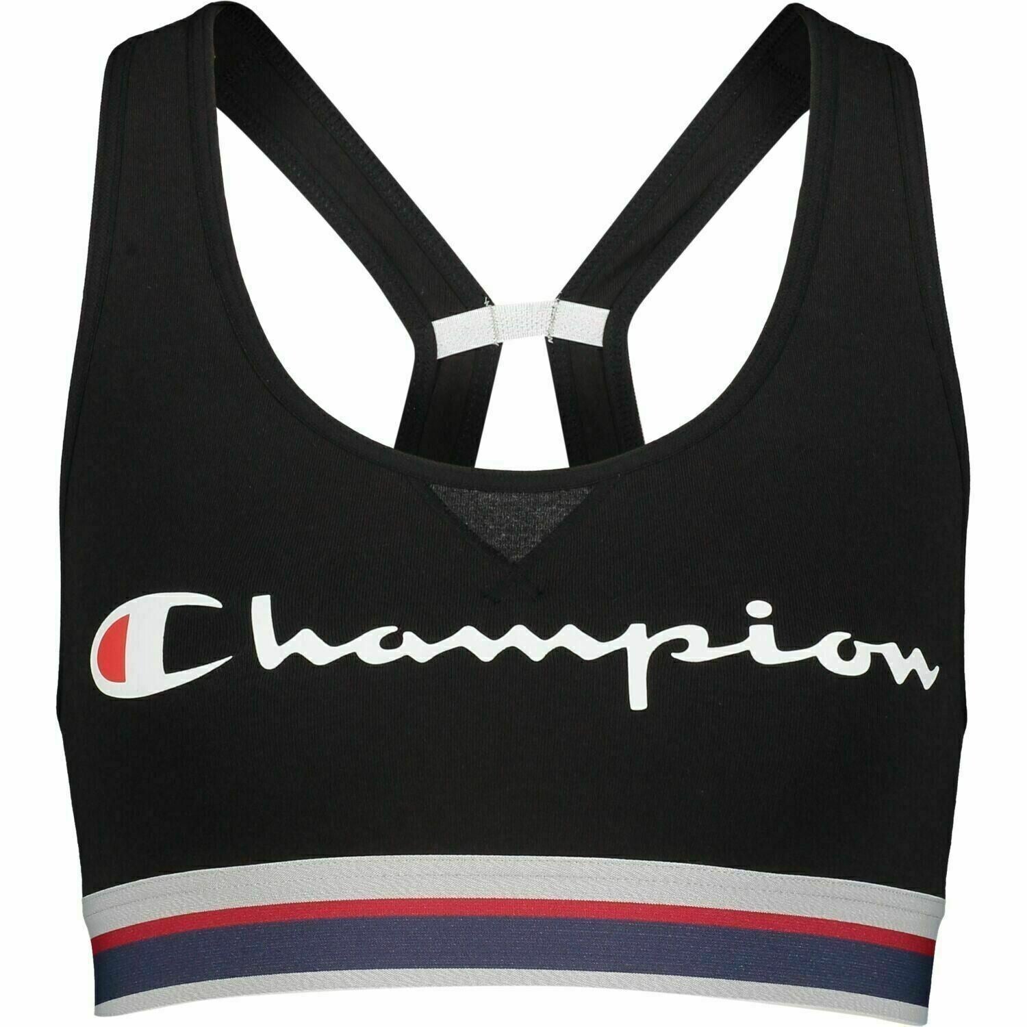 CHAMPION Womens Girls Racerback Crop Top, Black, size XS /UK 8