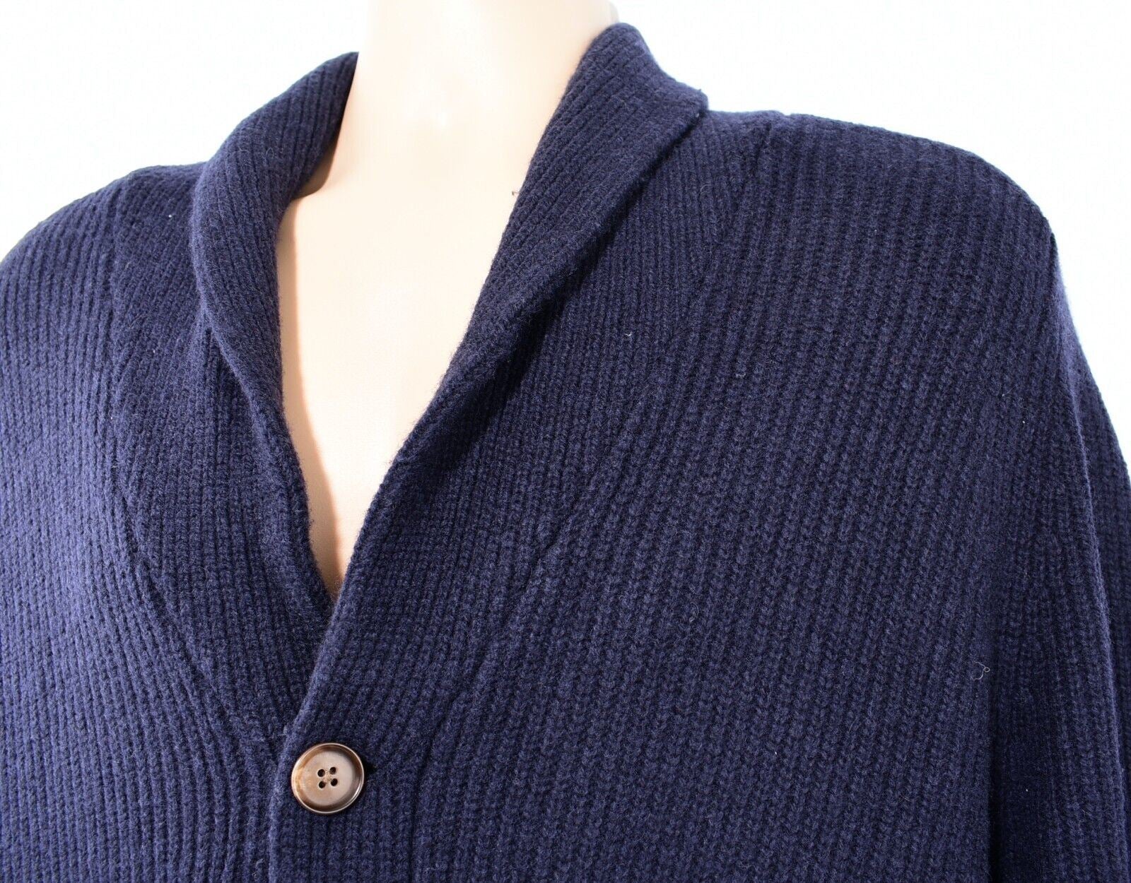 REISS Mens KENDALL Shawl Neck Cardigan, Wool Blend (80% Wool), Navy Blue, size L