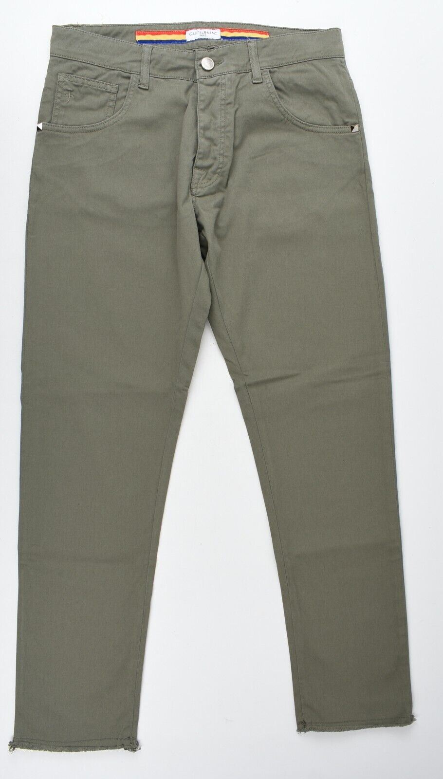 CASTELBAJAC Mens Straight-Tapered Leg Jeans, Khaki Green, size W33