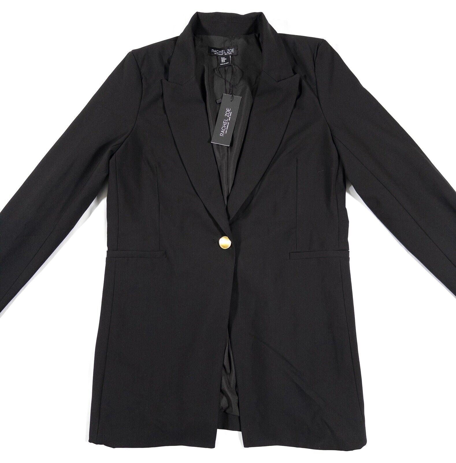 RACHEL ZOE Women's Blazer Jacket Long Black Size UK Medium