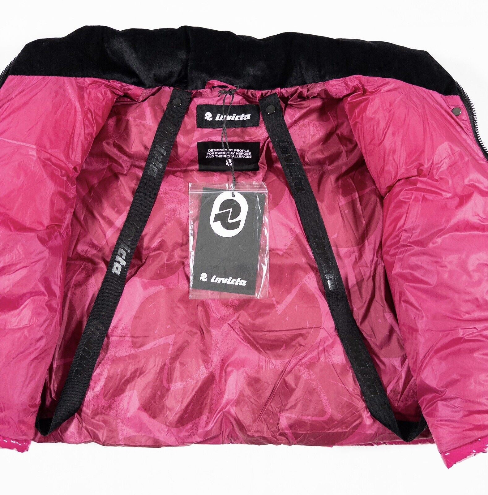 INVICTA Women's Cropped Pink High Shine Puffer Coat Pink Size UK Large