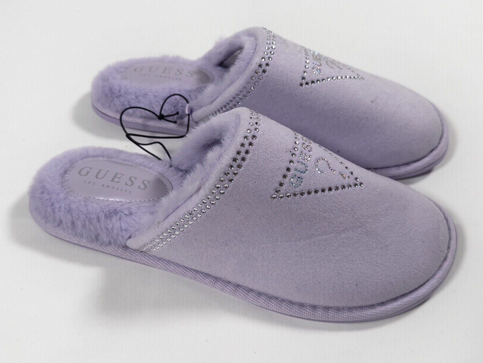 GUESS Women's Lilac Fluffy Slip On Slippers Size UK 6