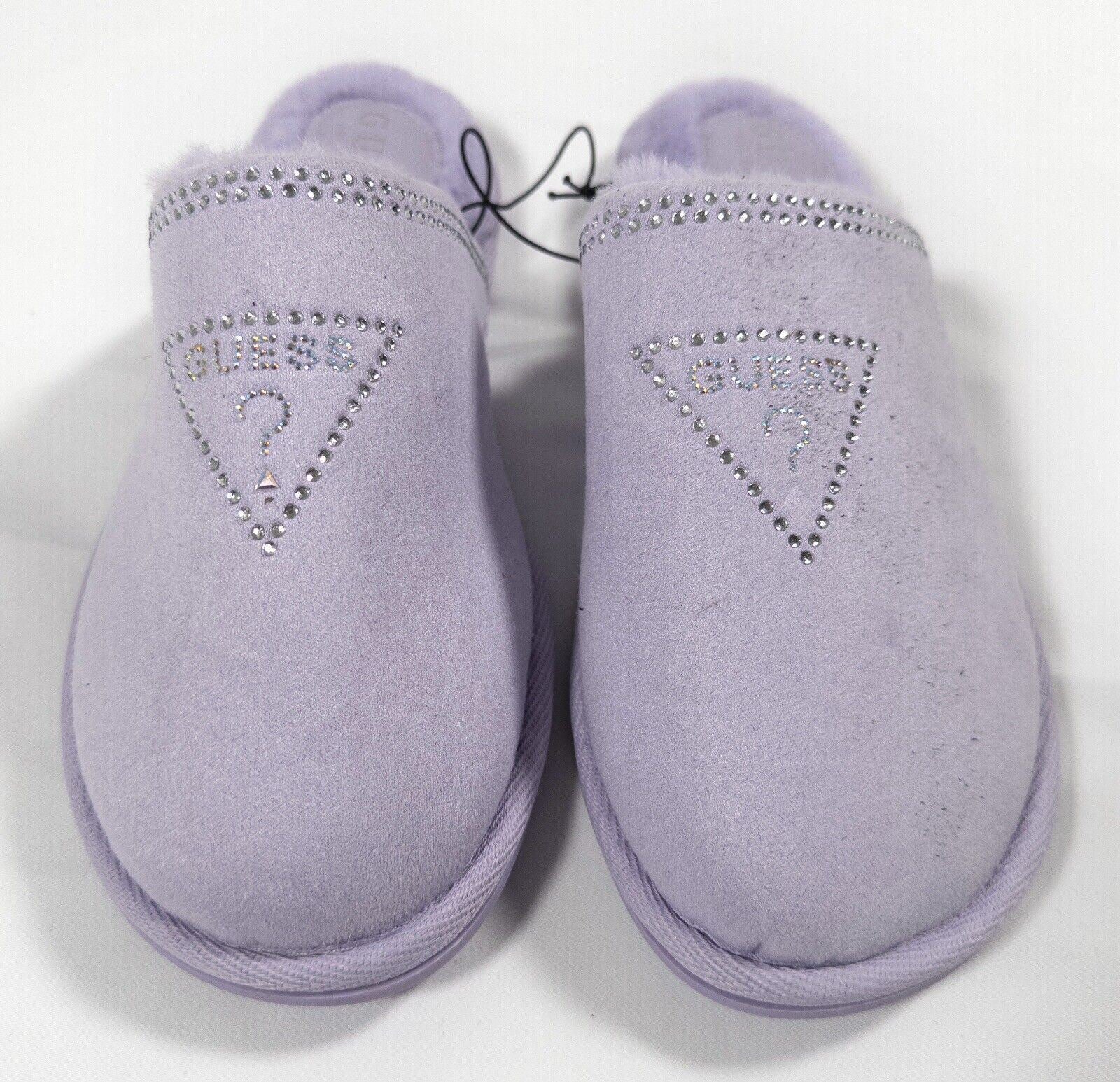 GUESS Women's Lilac Fluffy Slip On Slippers Size UK 6