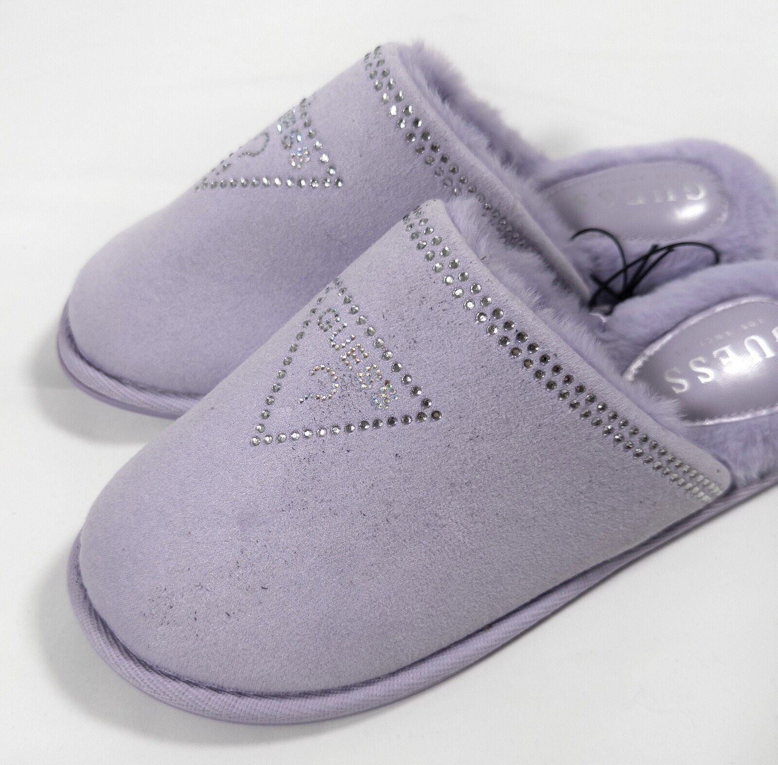 GUESS Women's Lilac Fluffy Slip On Slippers Size UK 6